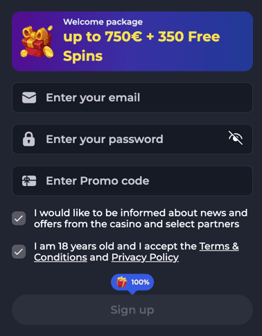 Registration at Felixspin casino